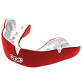 OPRO Instant Custom-Fit Mouthguard – Dentist Level Gum Shield Adult and Kids – OPRO Mouth Guard Boxing and MMA, Self-Fit Gum Shield Rugby – Maximum Protection with Dental Warranty (Red/White) - color: Red/White, size: Adult (10+)