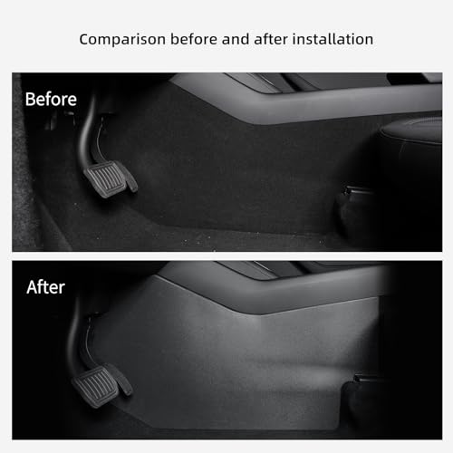 LUCKEASY 4PCS Center Console Anti-kick Pad for Tesla Model Y Juniper 2025+ | 2026 Juniper Accessories, Premium & Performance, All-Weather TPE Mat, Anti-Scratch, Easy to Clean, Black - size: Rear Center console anti-kick pad 4PCS