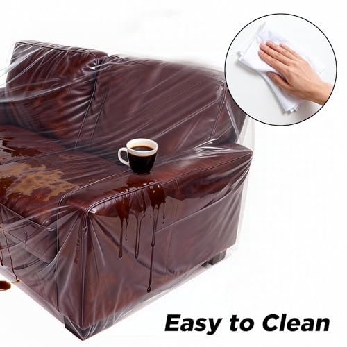 Plastic Loveseat Cover Furniture Cover with Elastic Band, Clear Sofa Cover Protector for Moving and Storage, Waterproof & Dustproof Moving Bags Slipcover 68W x 42D x 42H Inches (Loveseat) - size: Loveseat