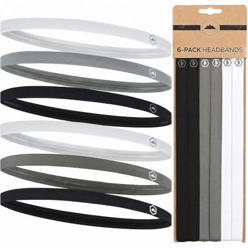 Thin Elastic Sports Headbands - Workout, Running, Soccer for Women & Men - color: Black, Gray, White - 6
