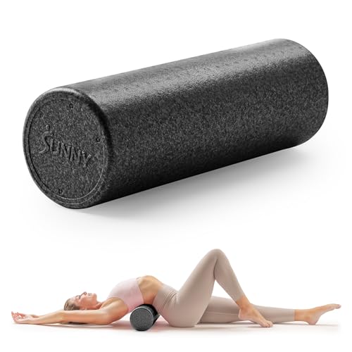 Sunny Health & Fitness High-Density Foam Roller 12" to 36", for Stretching & Muscle Recovery – Black, Blue, Pink - color: Black, size: 24-Inch