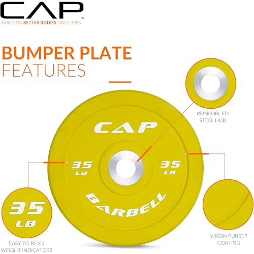 CAP 2-inch Olympic Bumper Plate Weight Set | 100-370 lbs | Multiple Colors | Storage Rack Optional - size: 260 lb - Set with Rack, style: COMPETITION