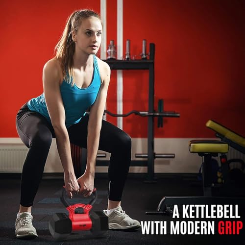 Yes4All Kettlebells Grip, Dumbbell Grip Handle, Convert Dumbbells into Kettlebell for Home Gym, Kettlebell for Weights Plate - color: A. Combo Red - Red