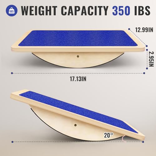 Balance Board Professional Wobble Board for Adults Anti-Slip 350LBS Balance Boards for Physical Therapy Standing Desk Core Strength Wooden Balance Board Rocker Board - color: Blue Balance Board