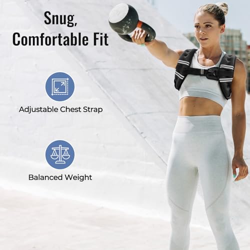 Zeerun Weighted Vest, 6lb/8lb/10lb/12lb/15lb/18lb/20lb/24lb/30lb for Men Women, Reflective Stripe Adjustable Buckle, Comfortable Durable Rucking Vest for Walking Running Strength Training - color: Black, size: 6 Lb