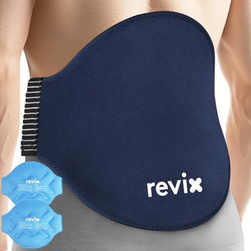 REVIX Extra Large Lower Back Ice Pack Wrap, 2 Pack Gel Wrap for Lumbar | Reusable Cold Gel for Sciatica & Waist Relief, 13.4 x 11 in, Hands-free Lumbar Wrap for Men & Women, Blue - color: Blue