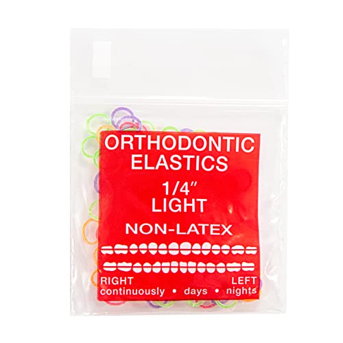 JMU Orthodontic Elastics 1/4 Light, 100 Pack Dental Rubber Bands | Orthodontic Rubber Bands for Braces, Intraoral Elastic Bands, Latex Free, 2.5 oz, Made in USA - size: 1/4 Light