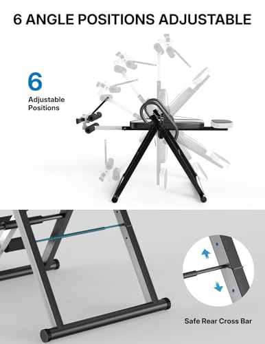 YOLEO Gravity Inversion Table for Back Pain Relief 2026 New Inversion Table w/Lumbar Support Easy to Assemble Back Stretcher Machine 300 lbs - color: Black