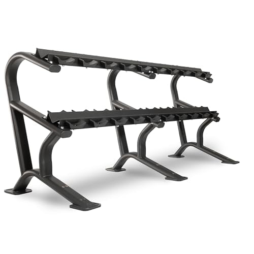 XMARK Dumbbell Weights Sets, 5-50lb and 5-75lb Dumbbell Sets, No Odor, Urethane Dumbbells, Commercial Gym and Home Gym Equipment - color: 02) 5-50lb Round & Modern Rack