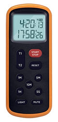 Lavatools KT8 Digital Kitchen Dual Timer & Stopwatch, Backlight, Ultra Loud Alarm, Mute Function, Quick-Set Buttons, Hang Hole, Magnetic for Cooking and Classroom with Lanyard - color: Tangerine
