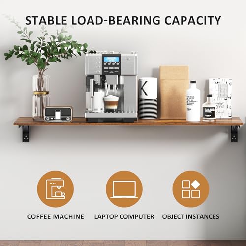 Need Wall Mounted Folding Table, 47x20 Inch Fold Down Wall Mount Desk Heavy Duty Small Folding Wall Table for Laundry, Home Office, Small Apartments, Rustic Brown & Black Frame - color: Rustic Brown Desktop & Black Shelf Brackets, size: L47.2" * W20"