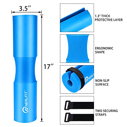 NEALFIT Barbell Pad Squat Pad for Squats—Squat Bar Pad—Great for Weightlifting,Lunges and Hip Thrusts—Foam Sponge Pad—Fit Standard and Olympic Bars Perfectly - color: Blue
