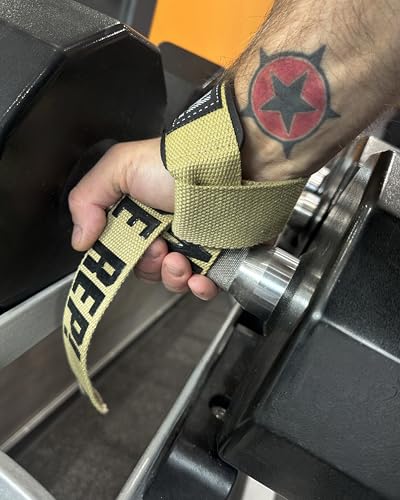 Gymish Lifestyle One More Rep Lifting Straps 24 Inch Non-Slip Soft Pad Wrist Strap for Weightlifting, Deadlifts & Powerlifting, Bodybuilding, Heavy Duty Gym Grips for Strength Training & Crossfit - color: Military