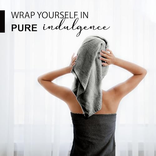 KAHAF COLLECTION 100% Cotton Bath Towels, 24x48 Pack of 6 Towels, Quick Dry, Highly Absorbent, Soft Feel Towel, Gym, Spa, Bathroom, Shower, Pool, Luxury Soft Towels (Light Grey, 24x48-6 Pack) - color: Light Grey, size: 24x48 - 6 Pack