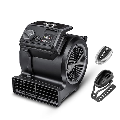 Vacmaster AM201R 3 Speed Floor Fan, 156W 550 CFM Air Mover, Utility Blower Fan, Carpet Dryer for Drying, Cooling & Circulation - color: Black