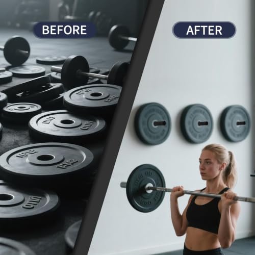 Wall Mounted Olympic Weight Plate Rack, Heavy Duty Metal 2" Plate Holder & Hanger for Home Gym, Garage Gym, Powerlifting & Fitness Equipment Storage, 275 lbs Capacity Barbell Plate Organizer with Screws for Wood & Concrete Walls - color: Black-3pack