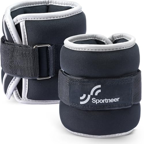 Sportneer Ankle Weights Wrist Weights Pair of 1/2/4/6/10 LBS for Men Women Kids Strength Training Wrist and Ankle Weights Set with Reflective Strips for Dancing Running Walking Fitness Workout Gym - color: Black, size: 5 lbs x 2