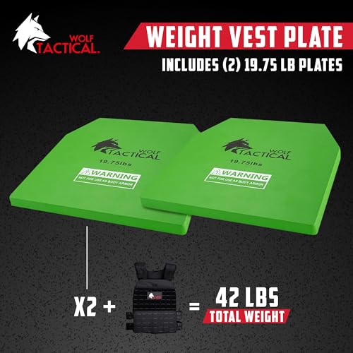 WOLF TACTICAL Weight Vest Plates - 5.75/8.75/14.5/19.75LB Pairs - WODs, Strength Training, Running, Heavy Workouts - color: 19.75LB Plates
