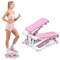 Sunny Health & Fitness Mini Steppers with Digital Monitor and Resistance Bands, Compact Low-Impact Cardio Machines for Home Workouts - color: Pink