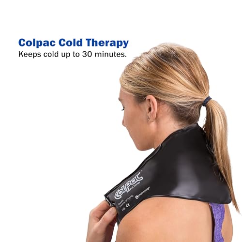 Chattanooga ColPac, Reusable Gel Ice Pack, Cold Therapy for Neck, Shoulder, Upper Back for Headaches, Inflammation, 21" Neck Contour, Black Polyurethane, with a Lumintrail Drawstring Bag - color: Black, size: Neck Contour