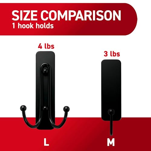 Command Medium Matte Black Wall Hook, 2 Coat Hooks and 4 Strips, Damage-Free Hanging with Adhesive, No Tools Great for Hanging Back to School Dorm Organizers, Holds up to 3 lb - color: Matte Black