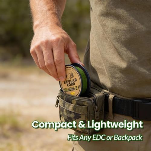 9KM DWLIFE Camo Green Kevlar Cord, High Strength, Ultralight, Abrasion Resistance for Trip Wire, Saw, Model Rocket, Hammock Tarp Ridgeline, Camping，Tactical Survival - size: 150lb | 1mm(Dia.)x100ft