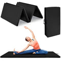 Goplus Gymnastics Mat, Folding Tumbling Mat with Carry Handles, Hook & Loop Fasteners, 4 Panels for Fitness Exercise Yoga Stretching Aerobics Workouts, Thick Gym Mats for Home - color: Black 1
