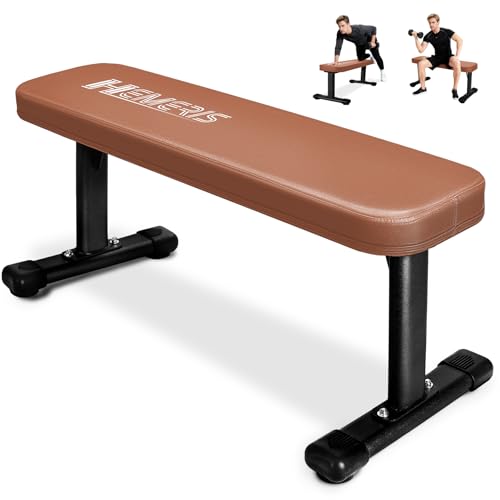 Flat Weight Bench, 2.4 Inch Thick Pad Workout Bench 660 LBS Bench Press Exercise Equipment for Home Gym Strength Weight Training - color: Brown, size: 41 in Basic