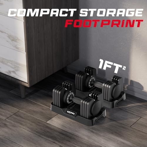 Keppi Adjustable Dumbbells Set-25lb/40lb/55lb/60lb, Anti-Slip Metal Fast Adjust Weight Handle, Exercise & Fitness for Full Body Workout - Adjustable Dumbbell Series - style: 40LB-Pair