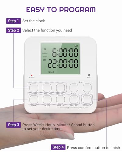 NEARPOW Digital Timer Outlet, 2 Pack Infinite Interval Repeat Cycle Timer Plug, Indoor Timed Interval Cycle Power Switch, 7 Day 24 Hour Daily Programmable Electrical Outlet with 20 ON/Off Programs - size: 2 Pack