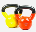 Vinyl Coated Cast Iron Kettlebell Weight - color: 15 LB + 20 LB - Orange/Yellow