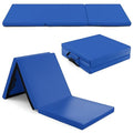 Goplus Folding Gymnastics Mat, 6’ x 2’ x 2’’ Thick Tri-Fold Exercise Tumbling Mat w/Carrying Handles, Hook & Loop Fastener, Gym mats for Home Fitness Yoga Aerobics Workouts Martial Arts - color: Navy