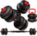 LIFERUN Adjustable Dumbbell Set, Soft PVC Coated, 45lbs/67lbs Free Weight Set Home Gym, 4-in-1 Used As Barbell, Dumbbells, Kettlebell, Weight Plates, Weights Dumbbells Set, Space Saving Fitness Exercise For Men/Women - color: Black, style: 45lb