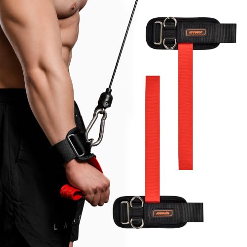 1 Pair Weight Lifting Straps with D Rings for Cable Machine Workout, Neoprene Padded Wrist Straps for Weightlifting Deadlifting, Non-Slip Wrist Support for Men Women - color: Red