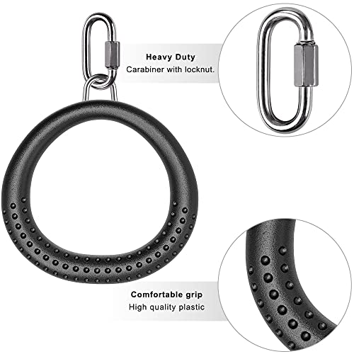 Dolibest 2 Pack of Ninja Gymnastic Rings,Monkey Ring Outdoor Backyard Ninja Accessories Set,Swing Bar Rings Obstacle Course for Training Equipment for Teens,1000LB Capacity - color: 2pack Black Fitness Ring