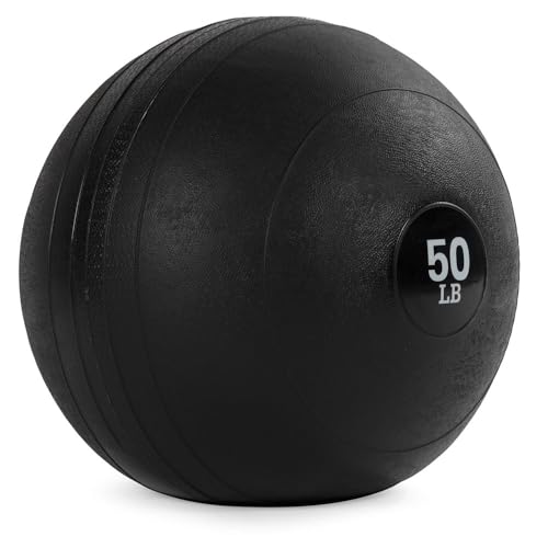 Titan Fitness Rubber Slam Ball, Dead Weight Ball Absorbs Impact, Minimal Bounce, Textured Surface for Strength and Conditioning, Cardio Workouts, Full Body Workout - style: 50 LB