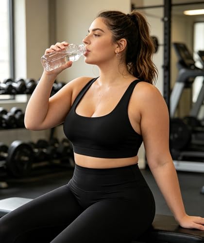 Workout Sets for Women 2 Piece Seamless High-Waisted Leggings & Cross Back Padded Sports Bra for Yoga Pilates - color: Black, size: X-Large