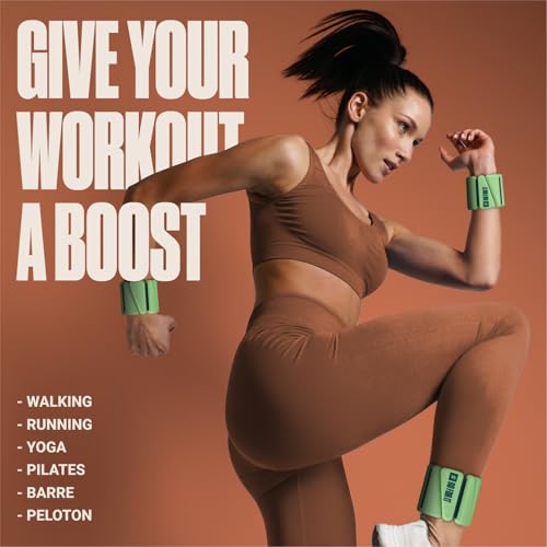 SPORTBIT Wrist and Ankle Weights for Women - Set of 2 (1lb Each) Wearable Ankle & Wrist Weights - Leg & Arm Bands, Silicone Weighted Bracelets for Workout, Walking, Running, Yoga, Pilates - color: Single Green