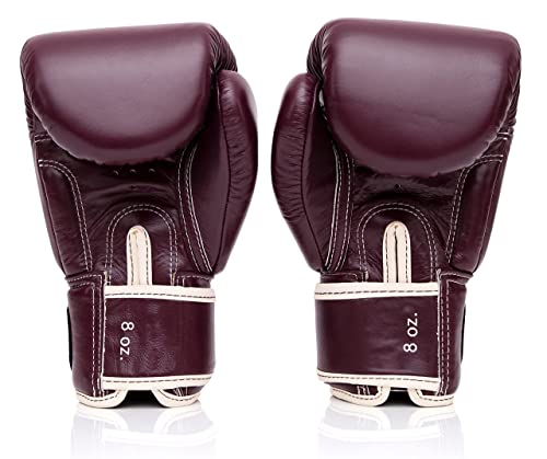 Fairtex BGV16 Leather Compact Muay Thai Boxing Gloves - color: Maroon, size: 16 oz