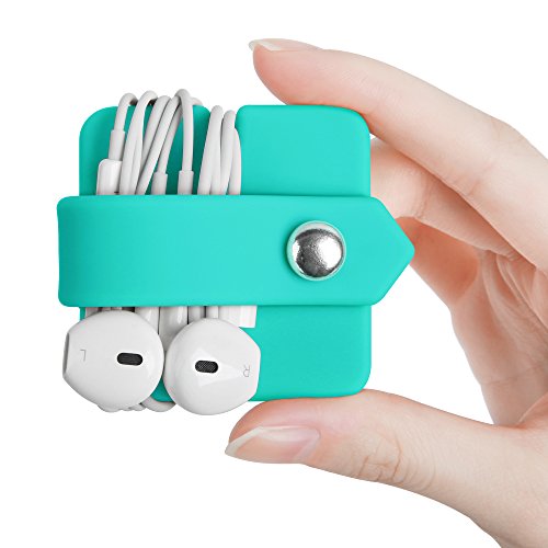 Silicone Earphone Organizer Earphone Wrap Winder Headphone Cord Organizer Wrap Winder Manager Cable Winder(Blue, 1 Piece) - color: Blue