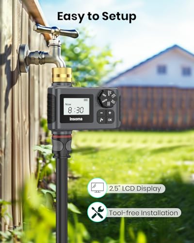 2 PCS Water Timer with Brass Inlet, Water Sprinkler Timer with Rain Delay/Manual/Automatic Drip Irrigation and Lawn Watering System for Yard - size: 1 Outlet