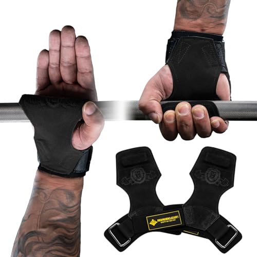 MANUEKLEAR Gym Straps Weight Lifting, Double Leather Lifting Straps for Men Deadlift with Cushion Wrist Loop, Gym Lifting Wrist Wraps for Weightlifting - color: One Size - Black