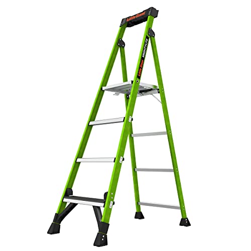 Little Giant Ladders, MightyLite 2.0, 6' Stepladder with Ground Cue, Fiberglass, Type IAA, 375 lbs Weight Rating, (15406-001), Green - size: 6 Ft.