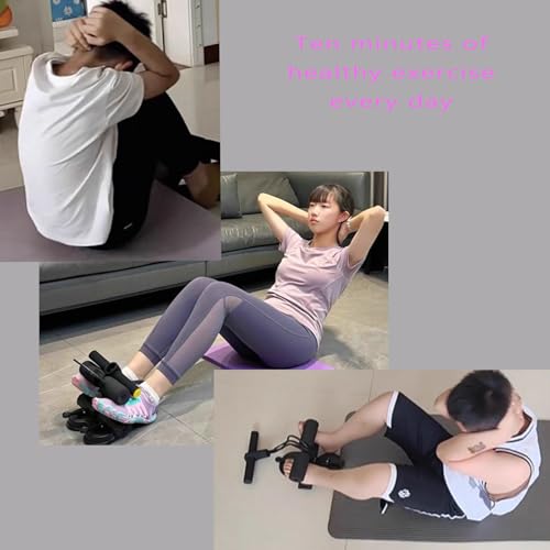 Ab Training Auxiliary Device, Foldable Ab Trainer- Sit Up Bar Assistance Device with 2 Suction Cups, Adjustable Sit Up Machine with Resistance Band, Full Body Muscles Training for Women & Men, Exercise Equipment for Home Workouts - color: Pink
