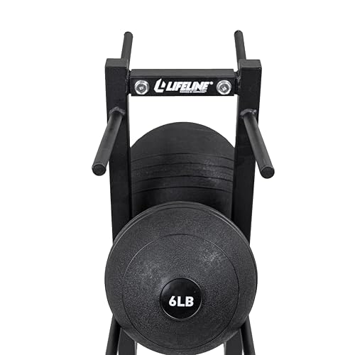 Lifeline Slam Ball Rack – Vertical 8-Tier Storage for Slam Balls and Medicine Balls, Black Powder-Coated Steel, Holds Balls up to 11" Diameter