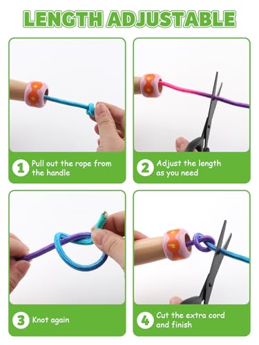 Jump Rope for Kids, Lorvain Adjustable Skipping Rope, Kids Jump Ropes with Wooden Handle for Girls Boys, Weighted Jumping Ropes for Fitness Workout Exercise Outdoor Fun Activity - color: Green-1pc