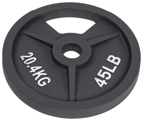 Fitvids 2-Inch Olympic and 1-Inch Standard Cast Iron Weight Plate for Strength Training & Weightlifting, Multiple Weights Available - color: Standard (1-Inch Center), style: 45LB Pair