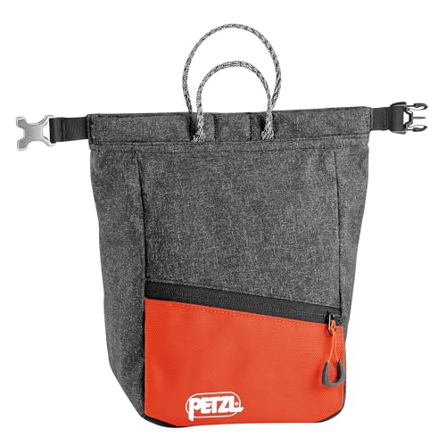Petzl SAKAB Rock Climbing Chalk Bag | Large, Roll-Top Bouldering Chalk Bucket - color: Grey