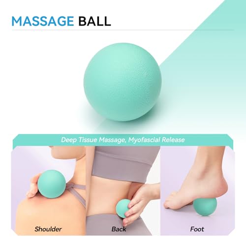 5 in 1 Foam Roller Set, High Density Patented Exercise Roller | Deep Tissue Massage Roller Stick, Massage Ball, Resistance Band for Pilates, Yoga, Whole Body Fitness Exercise,Tiffany Green - color: Tiffany Green