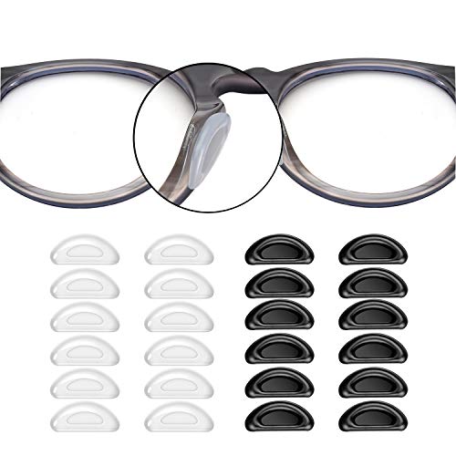 SMARTTOP Adhesive Nose Pad, 20 Pairs Eyeglass Nose Pads Stick On Silicone Anti-Slip for Glasses Sunglasses Thin Nose Pads Eyeglasses (10-Black & 10-Clear) | 1mm Thin, Non Slip silicone Nose Pads for Eyeglasses Sunglasses Super Sticky 3M Adhesive - color: